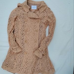 Vintage floral lace spring trench coat